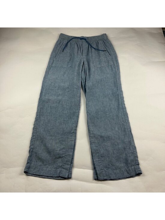 Athleta Pants - Athleta Light Blue Chambray Cabo Linen Wide Leg Pull On Pant 4